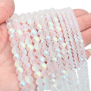 4/6/8mm Glass Beads Frosting Transparent Round Bead for Jewelry Making Bracelets Beaded Necklace DIY Accessories Diy Beading Accessories