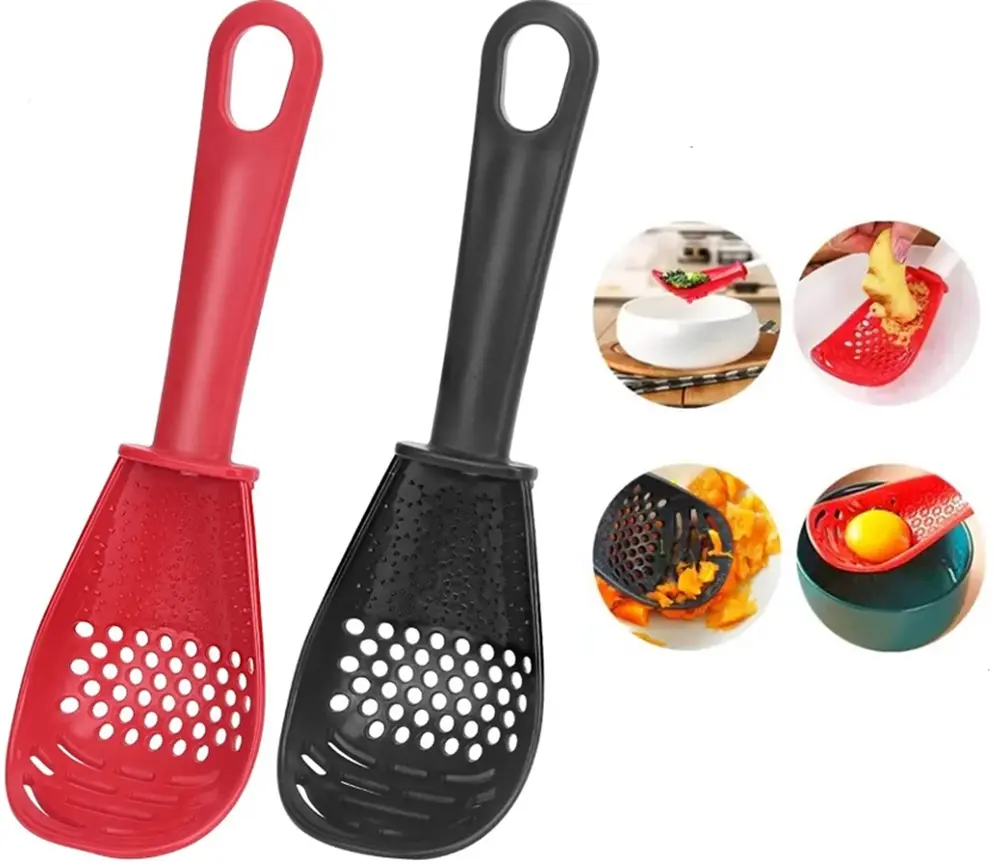 TIKA 2-Pack Multifunctional Cooking Spoon Strainers, Heat-Resistant Kitchen Spoons for Draining, Mashing and Serving