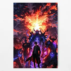 Sung Jinwoo Solo Leveling Anime Poster Shadow Army Rise Glossy Canvas Print Epic Wall Art for Manhwa Fans Decoration
