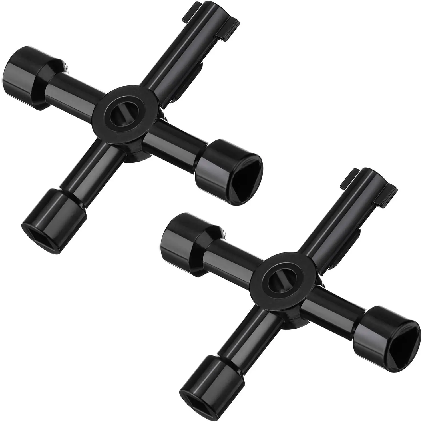2 Pack Electric Cabinet Panel Keys Gas Meter Water Utility 4 way Keys for Multi Application (Black)