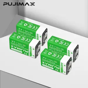 PUJIMAX Usb/Type-C 9V Lithium Battery, Rechargeable Battery, High Capacity 9V 4400Mwh Rechargeable Lithium Battery, 1.5 Hours Fast Charging, 1500 Cycles, with Type-C Port Cable, Constant Output, Includes Charging Cable And Box, Replacement Batteries