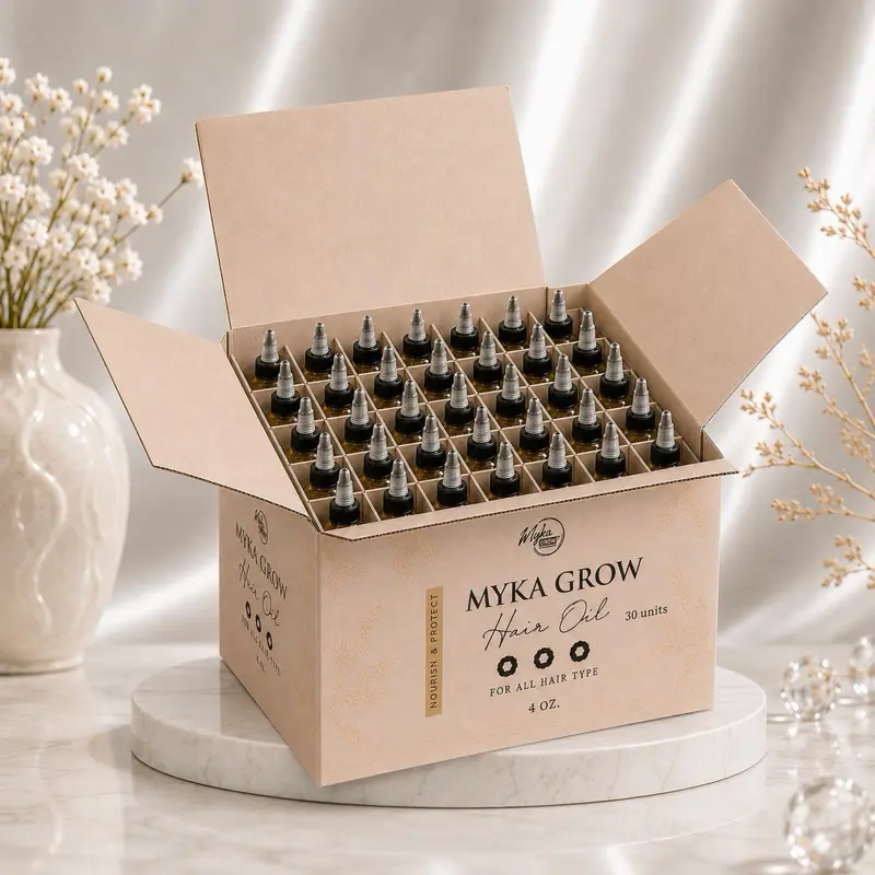 Myka Grow Hair Oil - 4oz Unisex Adults' Haircare Product with Coconut, Olive, Castor Oils & Pomegranate, 30-Bottle Wholesale Box for Healthy Hair & Daily Care