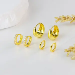 3 Pair Small Gold Hoop Earrings Set for Women, Huggie Hoop Earrings Earring Stack Helix Jewelry as Gold Earrings for Multiple Piercing, Tiny Stud Earrings as Cute Jewelry for Woman Daily Wear