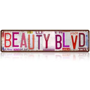 Vintage Beauty Blvd Wall Decor Street Signs Metal Tin Signs Gife for Women Wife for Home Living Room Man Cave Bedroom Bar Garage Cafe Pub Office Store Club Gift 4*16 INCH