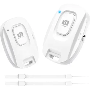 Camera Remote Shutter for  and Android Smartphones (2 Pack),  Phone Remote Control Selfie Button for Photos and Videos ( 5.2), Wrist Strap Included, White