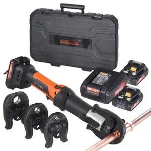 Professional Pipe Crimping and Press Tool Kit with Battery Pack, Cordless Press Tool Set for 1/2, 3/4, and 1 Inch Jaws, Quick-Change Die System, Durable Construction, Ideal for Plumbing, HVAC, Gas Lines, and Pipe Fittings