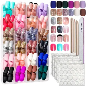 Press on Nails, 576PCS Press on Nails Short Square Matte Glossy. Glitter Press on Nails Short Round. Natural Fit Lightweight Fake Nails Natural for Nail Art nail