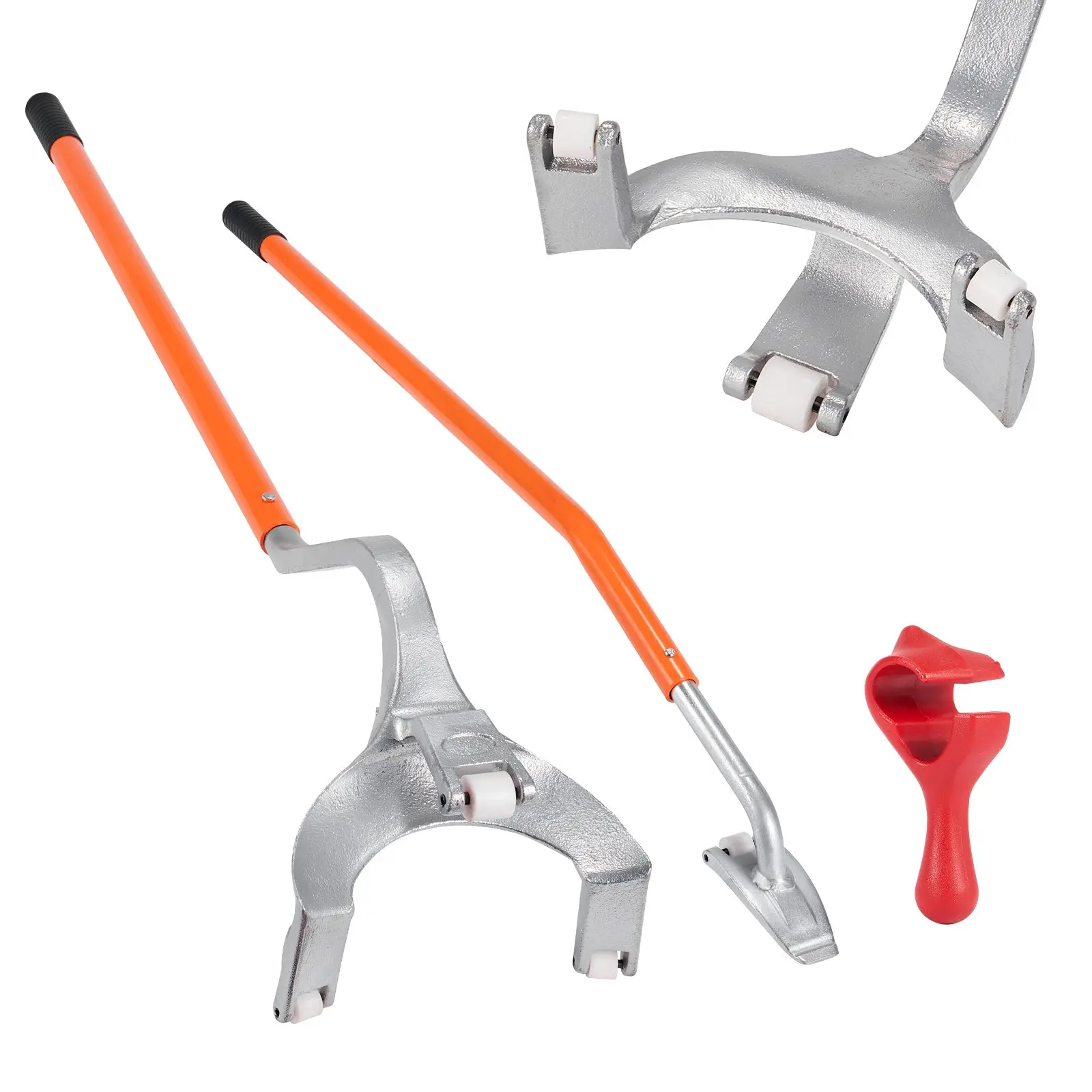 【DealsForYouDays】VEVOR Tire Mount Demount Tool, 22.5"-24.5" Manual Steel Tire Changer Mount Demount Removal Tool, with Extra Bead Holder, Tubeless Truck Bead Breaker, 3 PCS Tire Changing Tools, Orange Tire Repair Kit Tire Inflator Cordless
