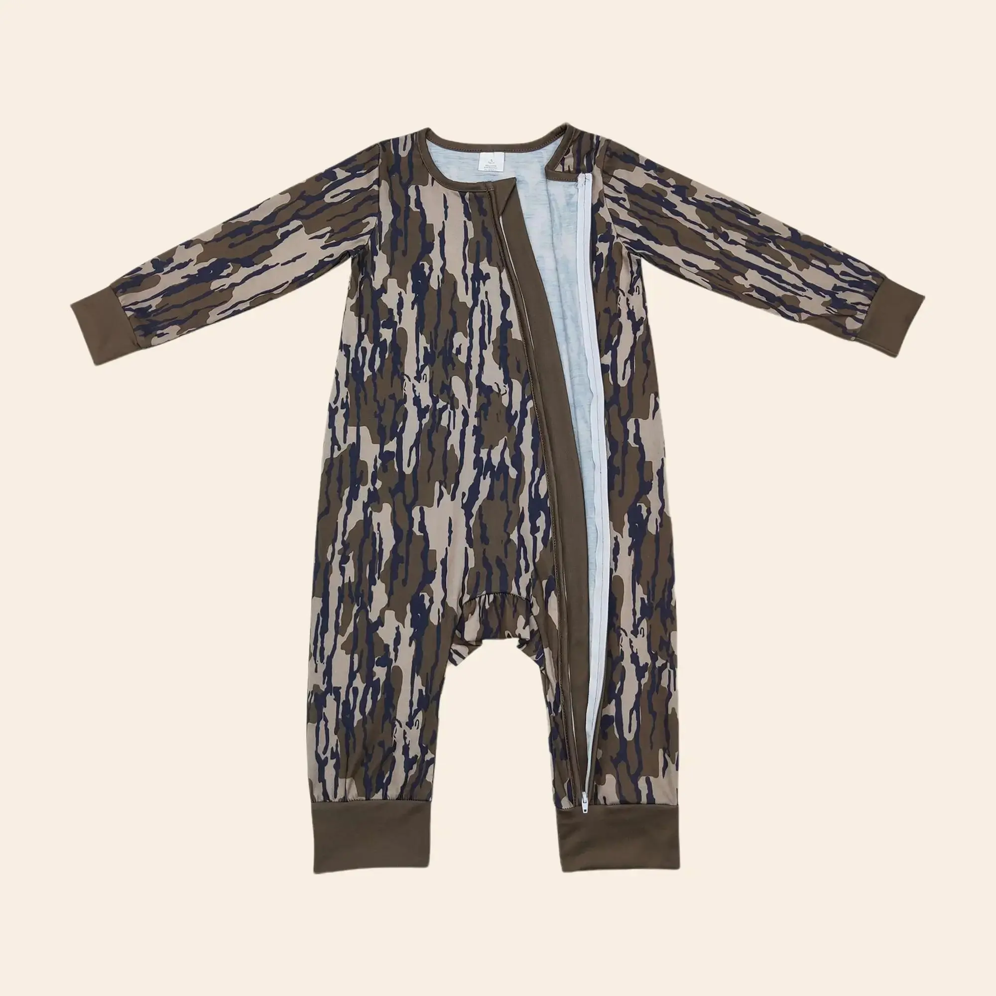 UWH Newborn Baby Boy Winter Camo Zip Romper - Newborn Onesies, Warm Baby Bodysuit Clothing