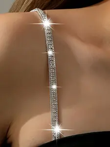 2-Piece Women's Crystal Decorated Bra Straps, Elegant Adjustable Strap, Adjustable Metal Back Bands for Comfort Support, Stylish Women's Shoulder Straps