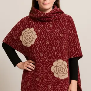 Qorigoodsandgifts Soft and Warm Winter Thermal Scarf with Elegant Rose Design for Cozy Comfort