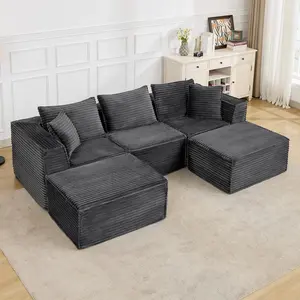 Garvee 107" Modular Sectional Sofa,Modern Cloud Sectional Couch with Deep Seat, U-Shape Boneless Couch with Chaise for Living Room Apartments Bedroom, No Assembly Required (3 Seater + 2 Ottoman),Grey
