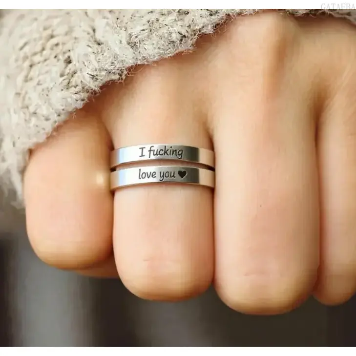 Adjustable Engraved Love Promise Ring, Tarnish Free Open Finger Ring, One Size Universal Romantic Couple Jewelry, Chic Sweet Ornament Perfect For Lover Gift Daily Wear Dating Anniversary Occasions,back to school,back to school haul
