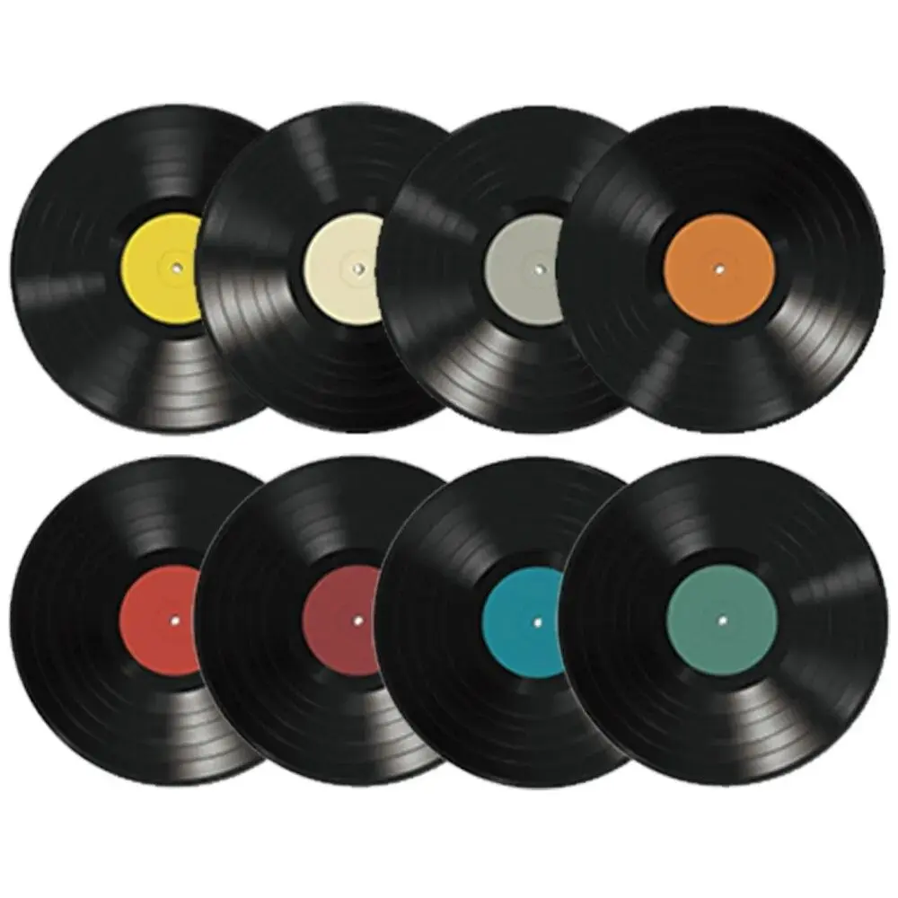 8Pcs/set Records Displays Fake Records Stickers Artwork Vinyl Record Vinyl Record Stickers Crafts PVC Wall Music Signs Ornaments