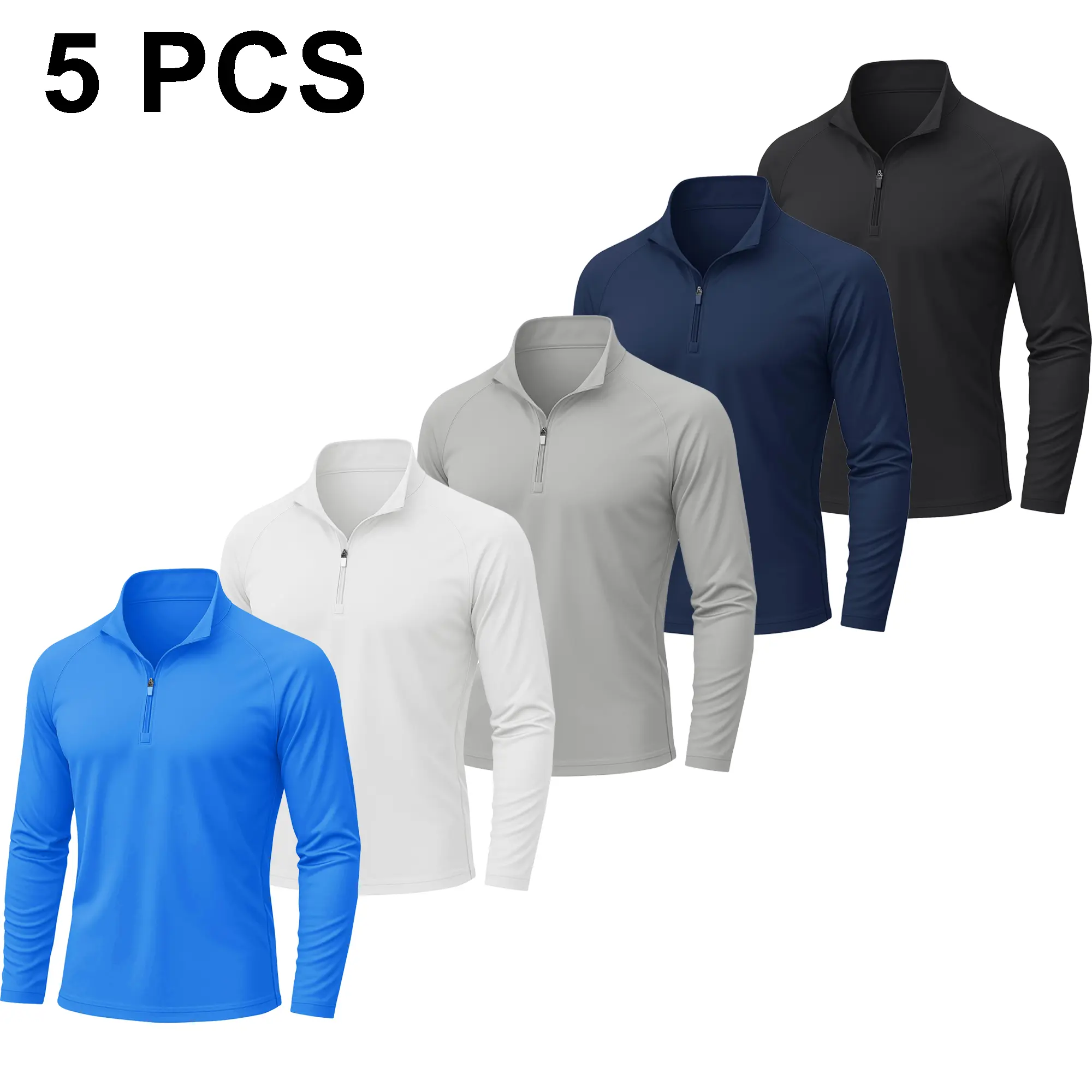 MAGCOMSEN 1/3/5 Pack Men's 1/4 Zip Shirt UPF 50+ Quick Dry Lightweight Long Sleeve for Hiking Running Rashguard Outdoor Sports Clothing Sports Casual Wear Outdoorfun