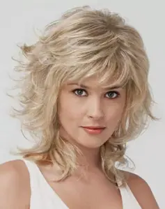 12 inch women's fashionable natural short curly blonde wig with slanted bangs, elegant temperament, heat-resistant synthetic fiber material rose net wig headband - suitable for daily wear, party, music festival, wedding party, role-playing, Halloween