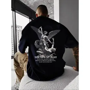 St. Michael Defeats The Devil Men's T-shirt, Powerful Graphic Tee, Religious Icon Shirt, Trendy Casual Wear, Comfortable Cotton Top for Men, Spiritual Fashion Tee