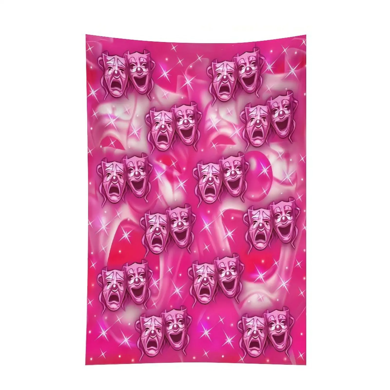 Tapestry  Smile Now Cry Later Tapestries - Decorative Wall Art with Face Design in Pink Background father's day gifts,gifts boyfriend,gifts for girl adults,gifts under 100 dollars,cheap stuff ,bathroom accessories,graduation gifts,whimsical Decoration Ite
