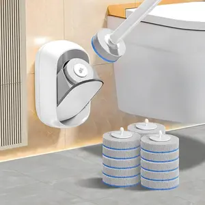Disposable Toilet Brush Set with 12 Refills, Hygienic Bathroom Cleaning Kit with Holder, Ergonomic Handle for Deep Clean, Mess-Free Toilet Brush System, Easy to Use, Compact Stand, Odor-Free Cleaning Tool