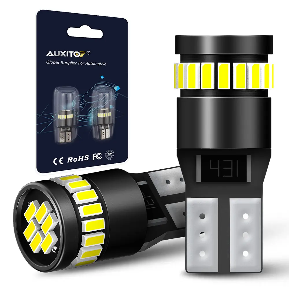 AUXITO 194 LED Bulbs for License Plate Light 168 175 2825 W5W T10 24-SMD 3014 Chipsets 6000K White for Car Dome Door Map Dash Courtesy Cargo License Plate Lights, Pack of 2