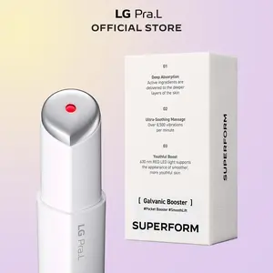 [LG Pra.L] SUPERFORM Galvanic Device (Pink & White) | 1-Minute Skin Booster for Glass & Glow Skin,  Korean Anti-Aging Skincare Device, Serum booster device, Fast Absorption, Makeup Prep, Face & Neck Massage, LED Therapy,, Glass skin, Gift
