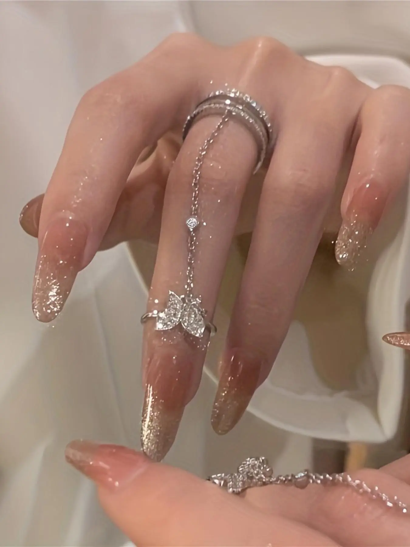Fashion Butterfly Design Rhinestone Ring for Women, Trendy Elegant Jewelry for Party, Daily Wear & Birthday Gift, Elegant Glittering Ring, Beautiful Rings