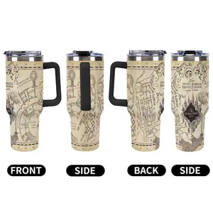 Wizard 40oz Tumbler Gift for Wizarding Fans Marauders Map, Funny Magic World Tumbler Christmas Birthday Halloween Present for Fans Cute Fantasy Gift Book Lover Drinkware Magical Symbols, 20oz 30oz Stainless Steel Cup