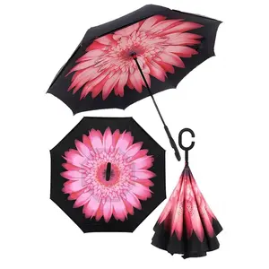 Inside-Out Double Canopy Umbrella-Windproof, Reverse Folding, Compact, and Durable Design