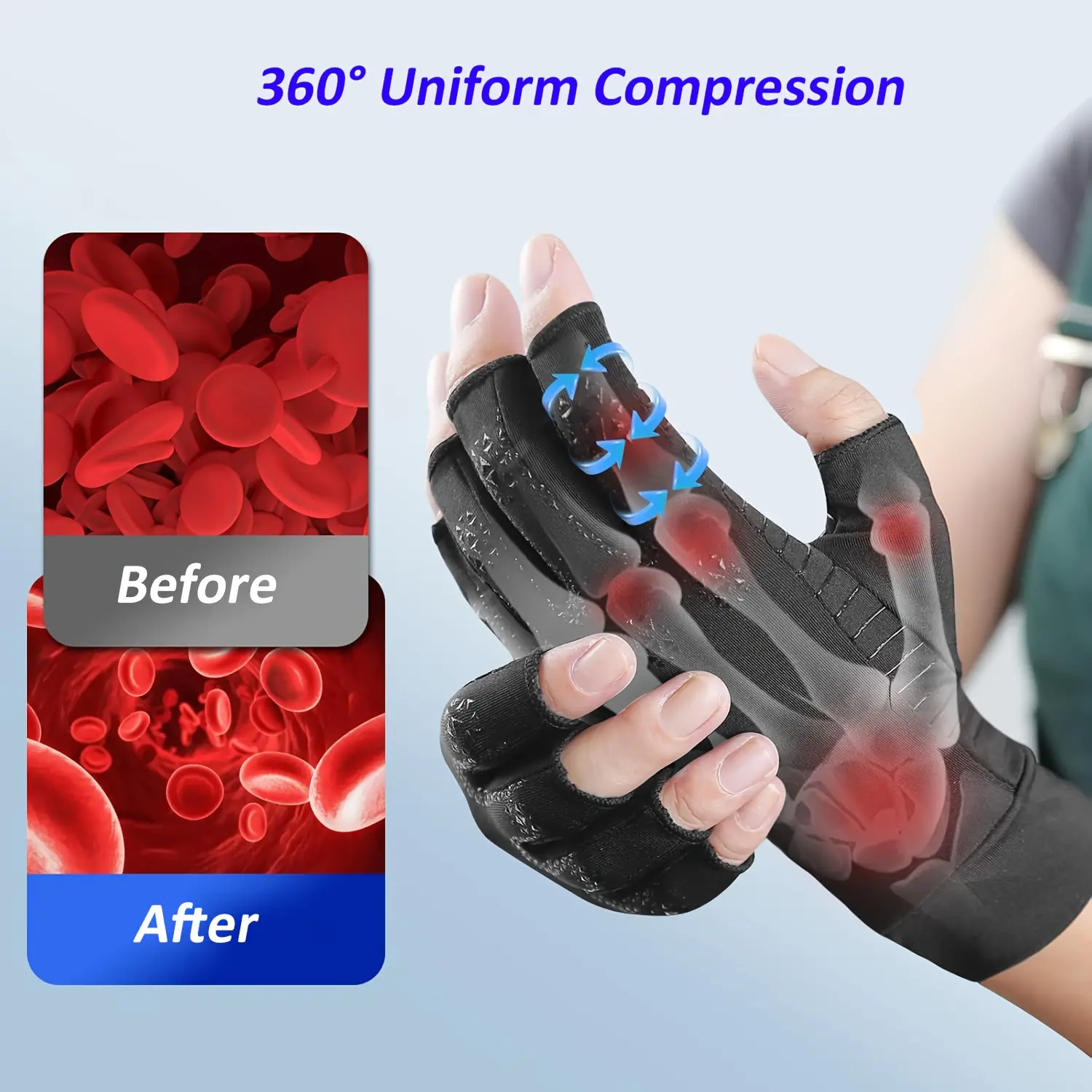1 Pair of Copper Fiber Compression Gloves - Anti-slip grip, compression, suitable for carpal tunnel syndrome, tennis, gym use - Breathable sports gloves, tight fit, unisex, Workout accessories, Athletic Accessory - Ideal for cycling, fitness training