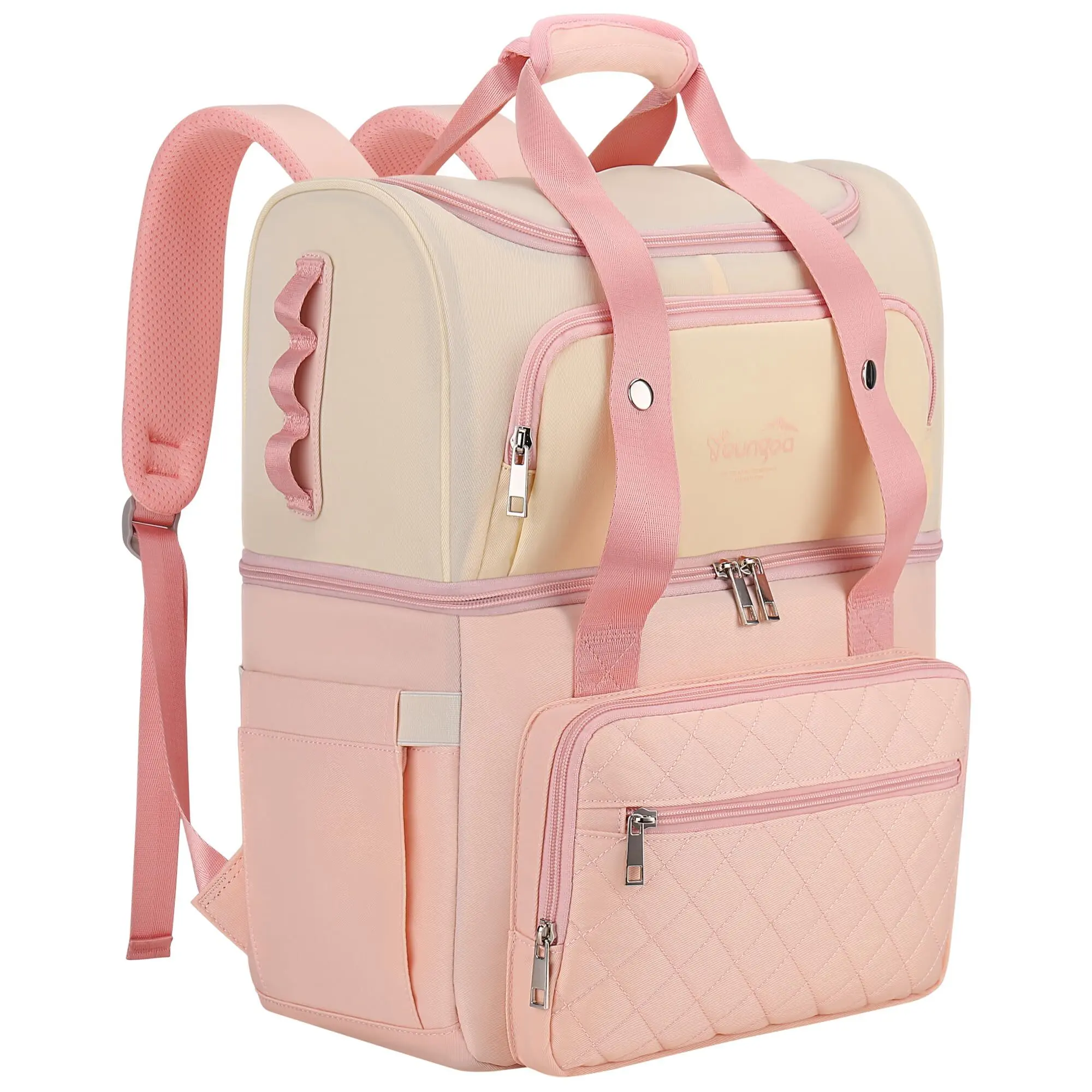 YOUNGOA Leakproof Cooler Backpack for Women Insulated Large Waterproof Backpack Cooler for Camping Beach Pink
