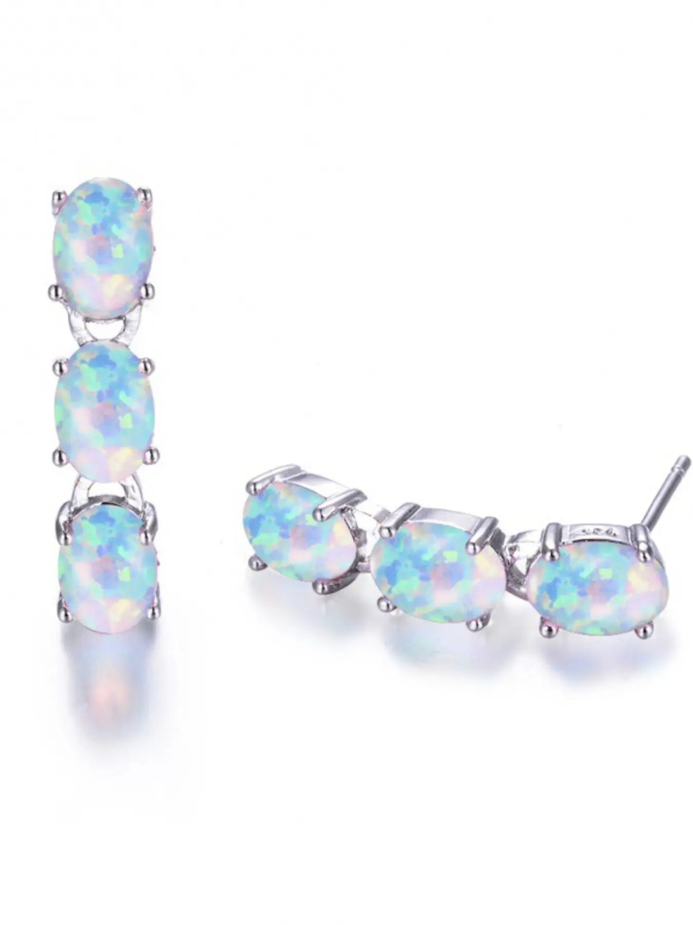 Geometric Stud  Earrings for Women & Girls Synthetic Opal Inlay Luxury Exquisite Design Engagement Earring Daily Wear Jewelry Accessory for All Seasons