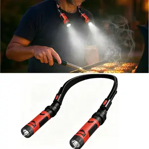 Rechargeable LED Neck Light Torch, Magnetic Base, Detachable Neck Work Lamp, Portable Worklight for Machinery Repair, Reading, Night Running, Multifunctional Flashlight
