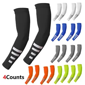 Compression Arm Sleeves for Men & Women, Sports Running Basketball Gym Exercise Cycling Baseball Football, 2 Pairs Compression Arm Sleeves
