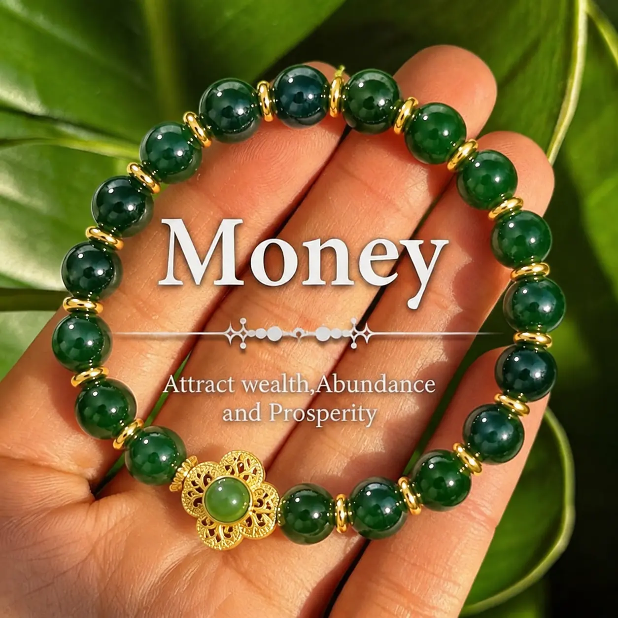 Money Magnet! Lucky Four-Leaf Clover Green Aventurine Bracelet - Manifest Wealth & Prosperity Crystal Charm