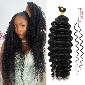 Ywigs Feather Crochet Human Hair For Braiding Easy to Install, Water Wave, Spanish Curl, Body Wave, Loose Deep Wave,  Reusable Human Braiding Hair. 50 Grams/Bundle