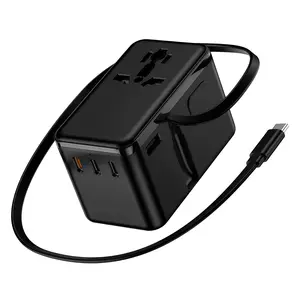 100W GaN Universal Travel Adapter ,Charge 7 Devices ,Works in 180+ Countries,US/EU/UK/AU Plugs,All-in-One Travel Adapter Perfect for Cross-Country Business Trips