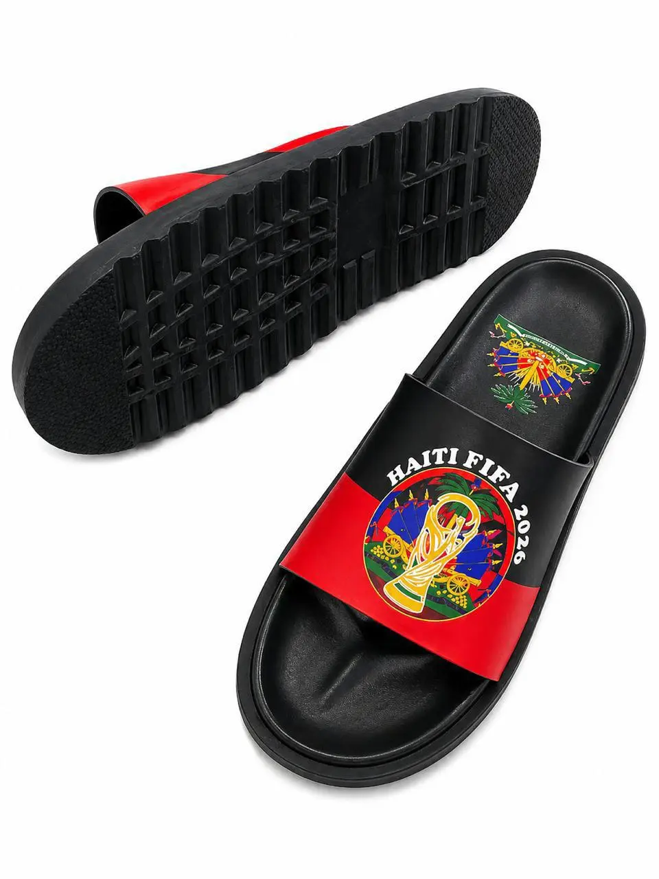 Haiti flag slide sandals