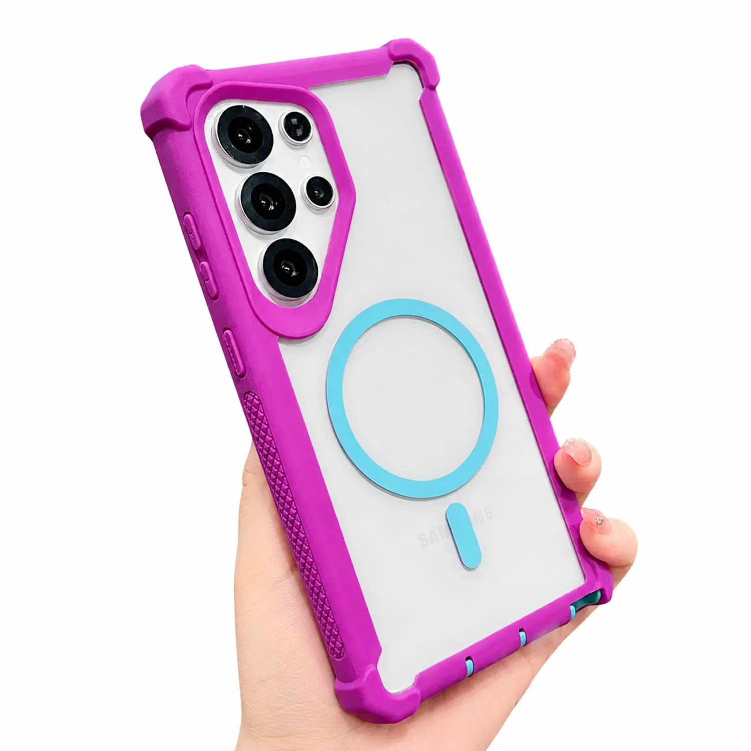 Shockproof Case For Samsung Galaxy S26 S25 S24 S23 S22 S21 Note 20 Mag Sase Case, Military Grade Drop Protection, Sparkly Glitter Bling Back, Magnetic Support for MagSafe Shockproof Cover, Crystal and Corner High-Duty Protection