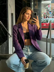 Women's Oversize Lapel Commuter Casual Jacket, Embossed Elegant Loose Fit Design, Spring New Collection, Perfect for Daily Wear