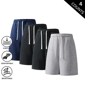 4-Pack Men’s Knee-Length Sweat Shorts – Stretchable, Breathable, and Ultra-Comfortable