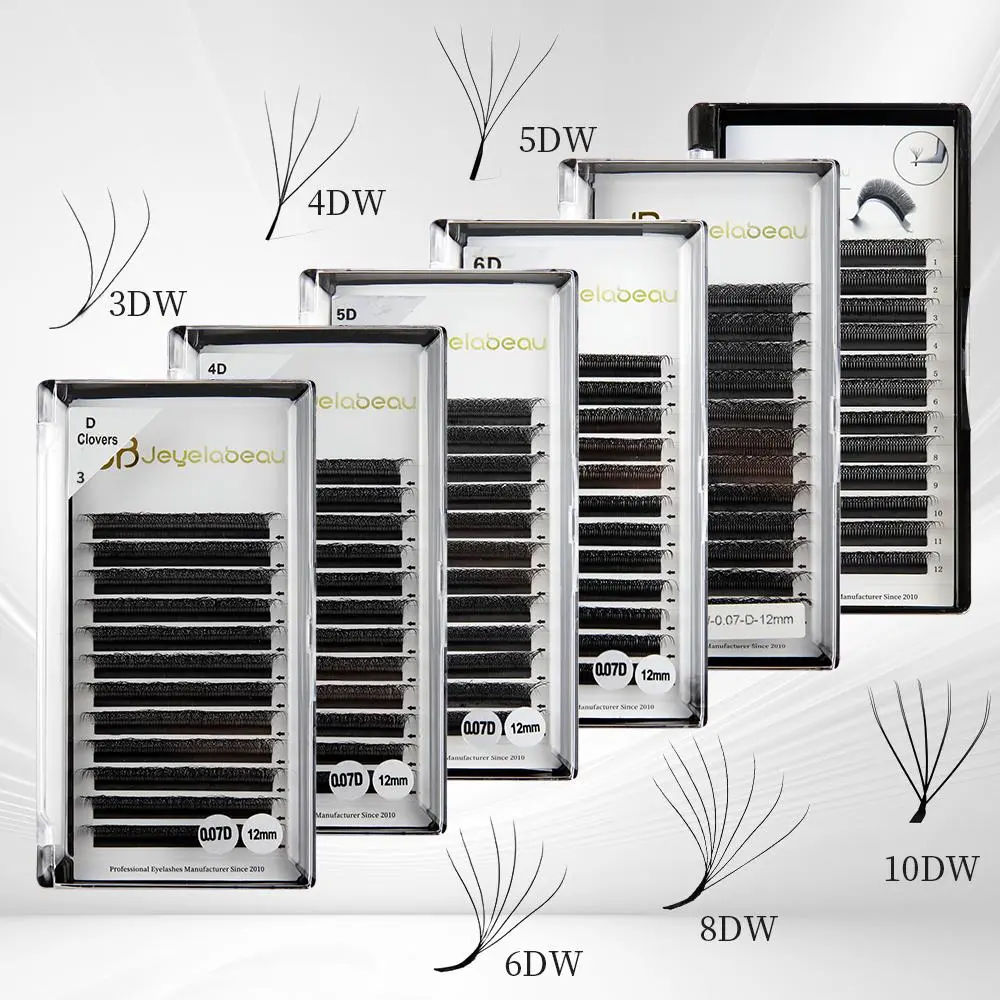 JB Jeyelabeau W-shape Lashes Extensions 3D/4D/5D False Eyelashes 6D/8D Faux Mink Bloom Eyelash Premade Volume Fans C/D 0.07 2026 New