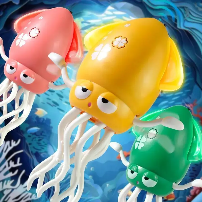 Electric Dancing Octopus Animal Toy for Kids Ages 3+, Compact Unisex Plastic Toy with LED Lights, Music, Obstacle-Sensing Auto-Crawling, Sensory Development, Safe Durable Tummy Time/1st Birthday Gift, Rechargeable Battery with USB, Fishing Rod Compatible