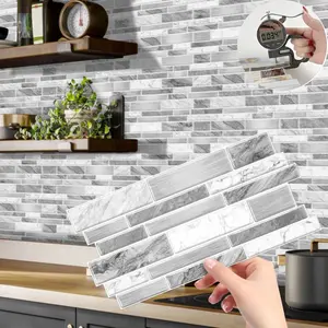 Self-Adhesive Peel-And-Stick Wall Decals, Splash-Proof & Waterproof Stickers for Kitchen Bathroom Dining Room School Office Decorations, Marble Backsplash Wallpaper