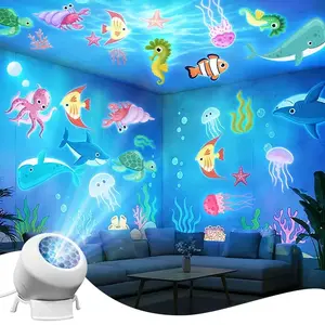 LED Starry Ocean Projector Lamp, 360 Degree Rotating Dynamic Night Light, USB Powered Ambient Light, Decorative Lighting for Bedroom, Game Room, Living Room, Led Home Decor