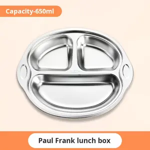Stainless Steel Plate Three Compartments, Organized Meal Presentation, 304 Stainless Steel Divided Dinner Metal, Dishwasher Safe, Suitable for Kids, Dinner Plates