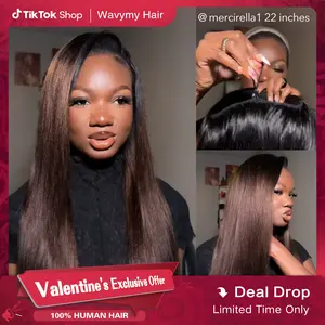 [3 IN 1 HALF WIG] Wavymy Yaki Straight 3 In 1 Seamless Flip Over Half Wig Ombre Brown Glueless No Lace Reusable Human Hair for 3 Hairstyles DealsForYoudays