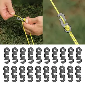 Pack Of 20 Tent Rope Tensioner, S-Shaped Wind Rope Buckles, Tent Rope Adjusters, Non-slip Rope Adjuster, Windproof Rope Fixed Clip, Outdoor Camping Tents Accessories, Suitable for Camping
