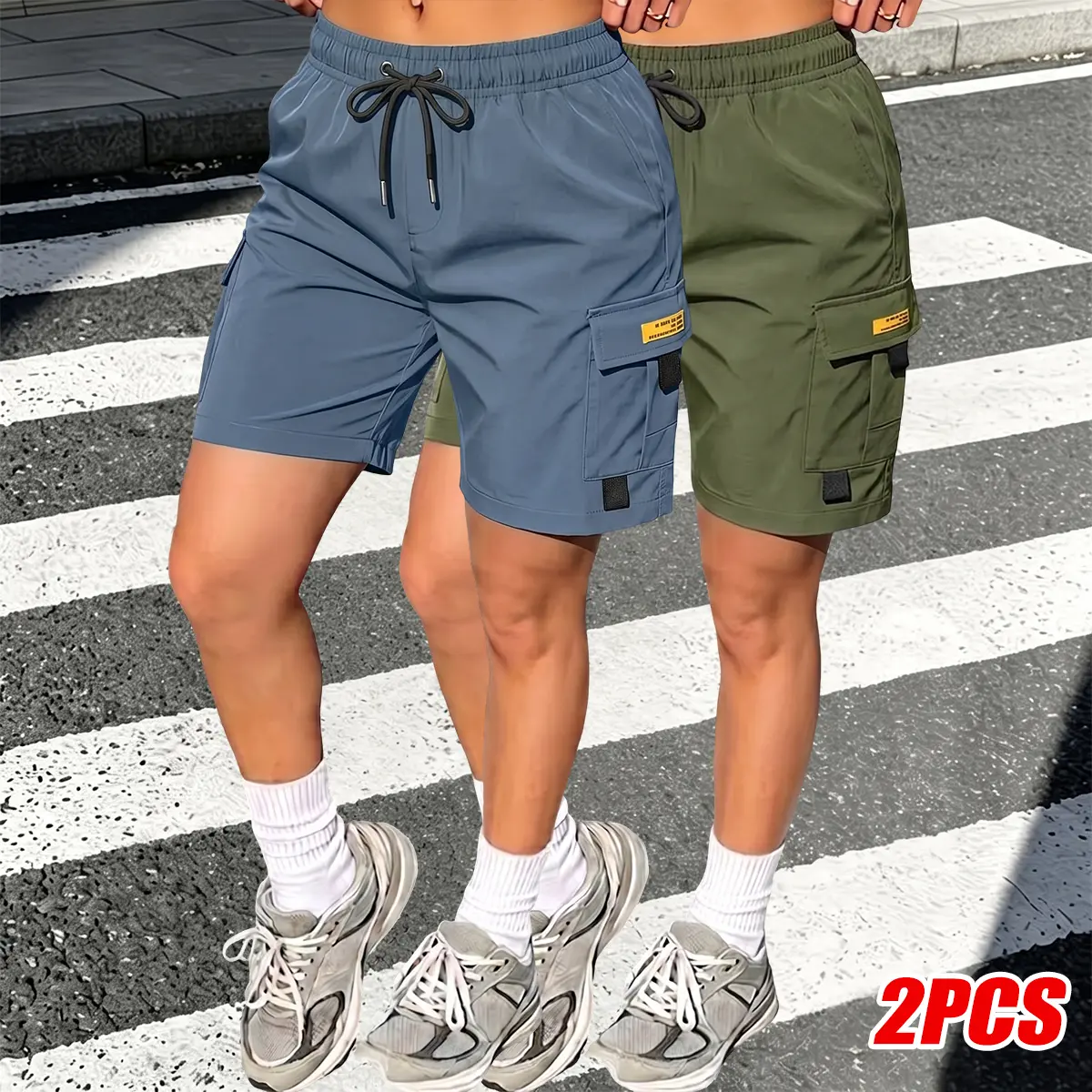 Ladies' utility shorts, loose fit with side cargo pockets and zip fly – perfect for outdoor work, travel, or weekend errands – durable poly fabric, breathable and non-iron – comfy, edgy, and low-maintenance.