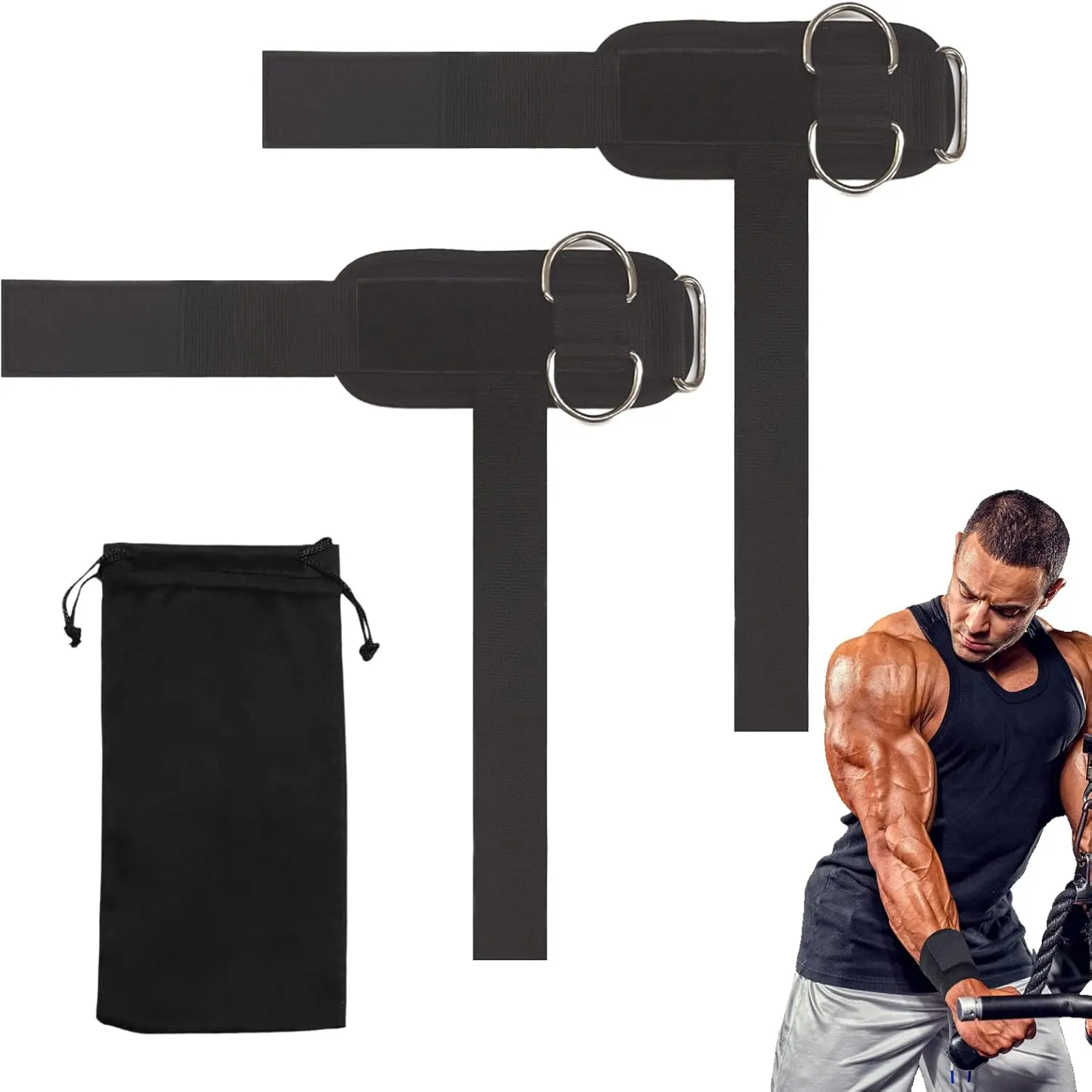 Weight Lifting Wrist Straps with D-Rings,Weight Straps,Heavy Duty Wrist Wraps,for Men & Women,Deadlifts,Pull-Ups,Cable Machines,Snatches