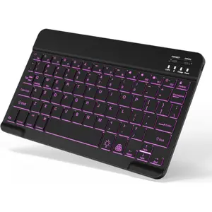 Backlit Bluetooth Keyboard Small Portable Wireless Keyboard Rechargeable Illuminated for Android Samsung Tablet Cell Phone Smartphone iPad A16 11th 10th Generation iPad Pro Air Mini iPhone (Black)-USA